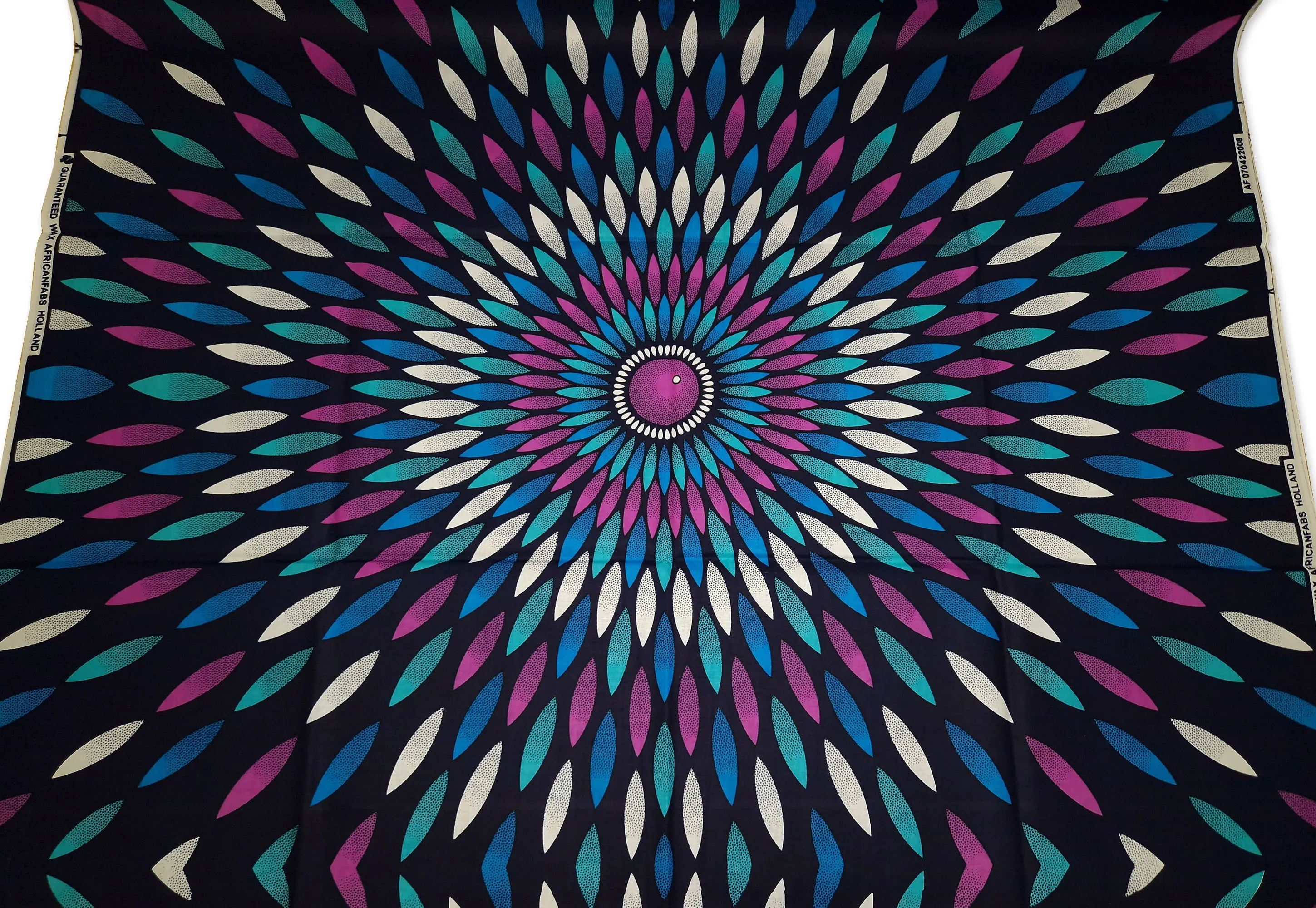 African print fabric - Blue / pink sunburst - 100% cotton