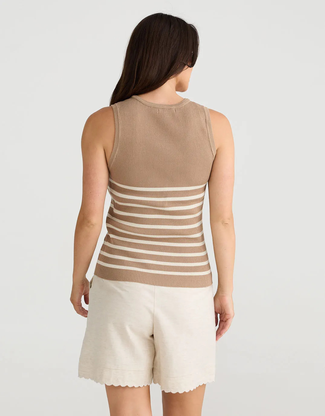 Amba Stripe Tank - Nut/Ecru