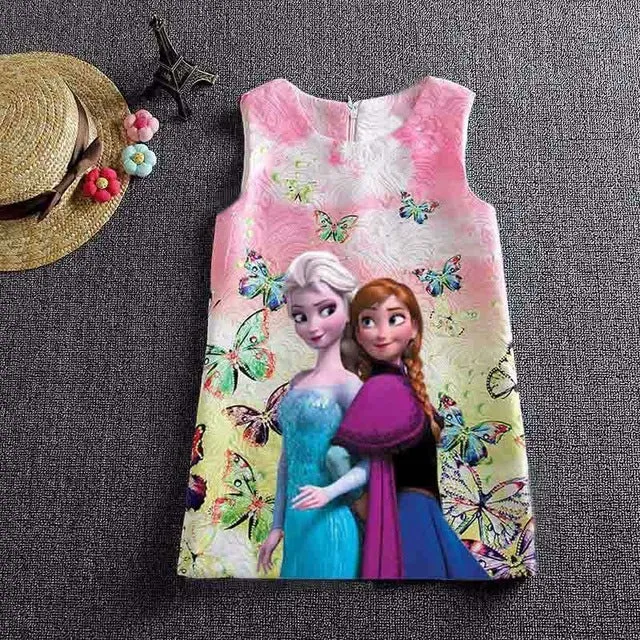 Anna Elsa Print Princess Dress for Girls