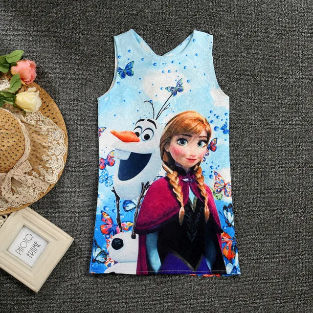 Anna Elsa Print Princess Dress for Girls