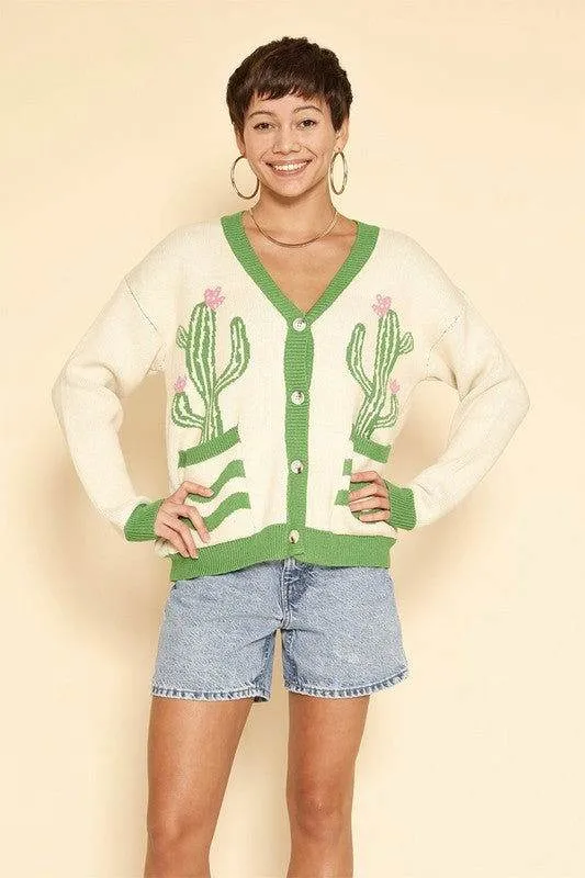 Cactus flower cardigan