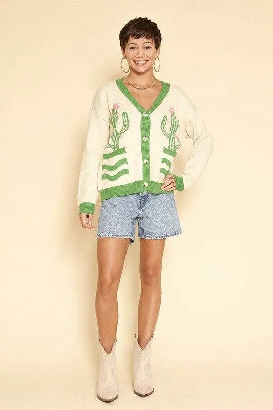 Cactus flower cardigan