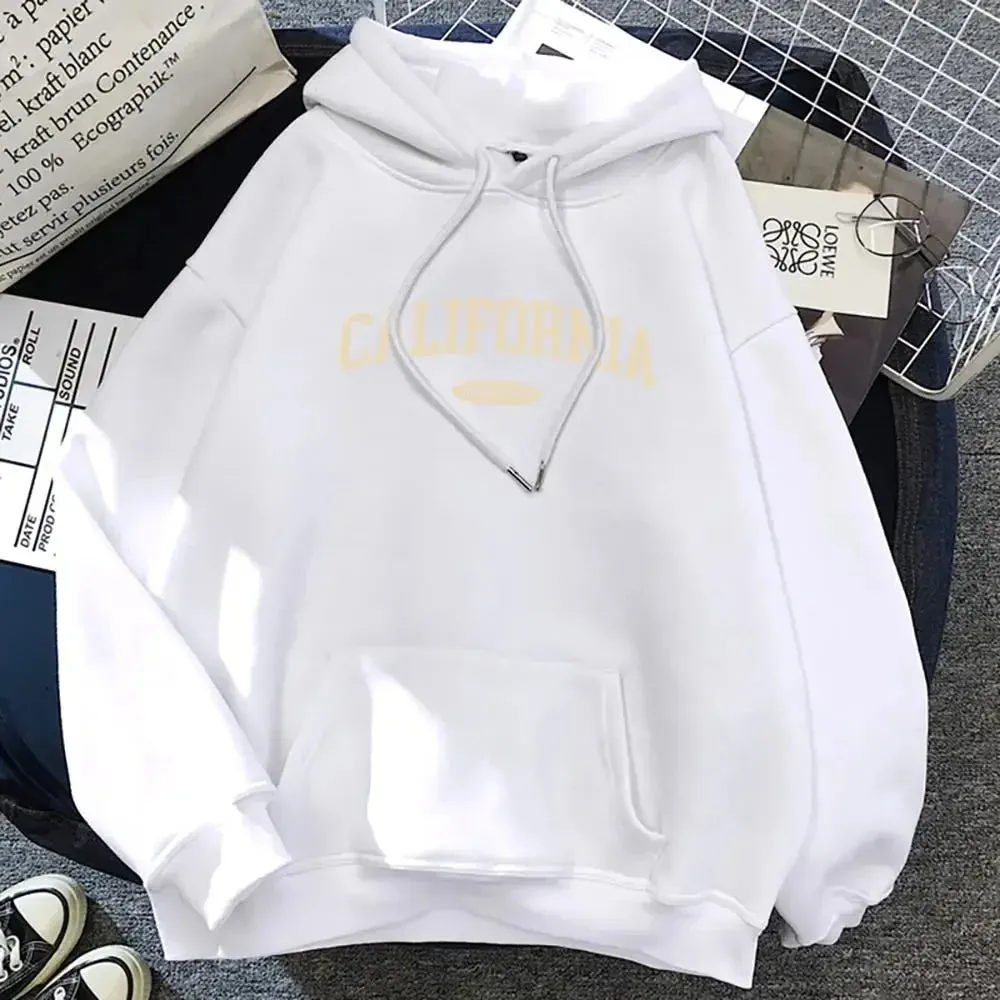 California West Coast Design Womens Hoody Hip Hop All-Match Streetwear Pocket Crewneck Clothes Fleece Comfortable Female Hoodie