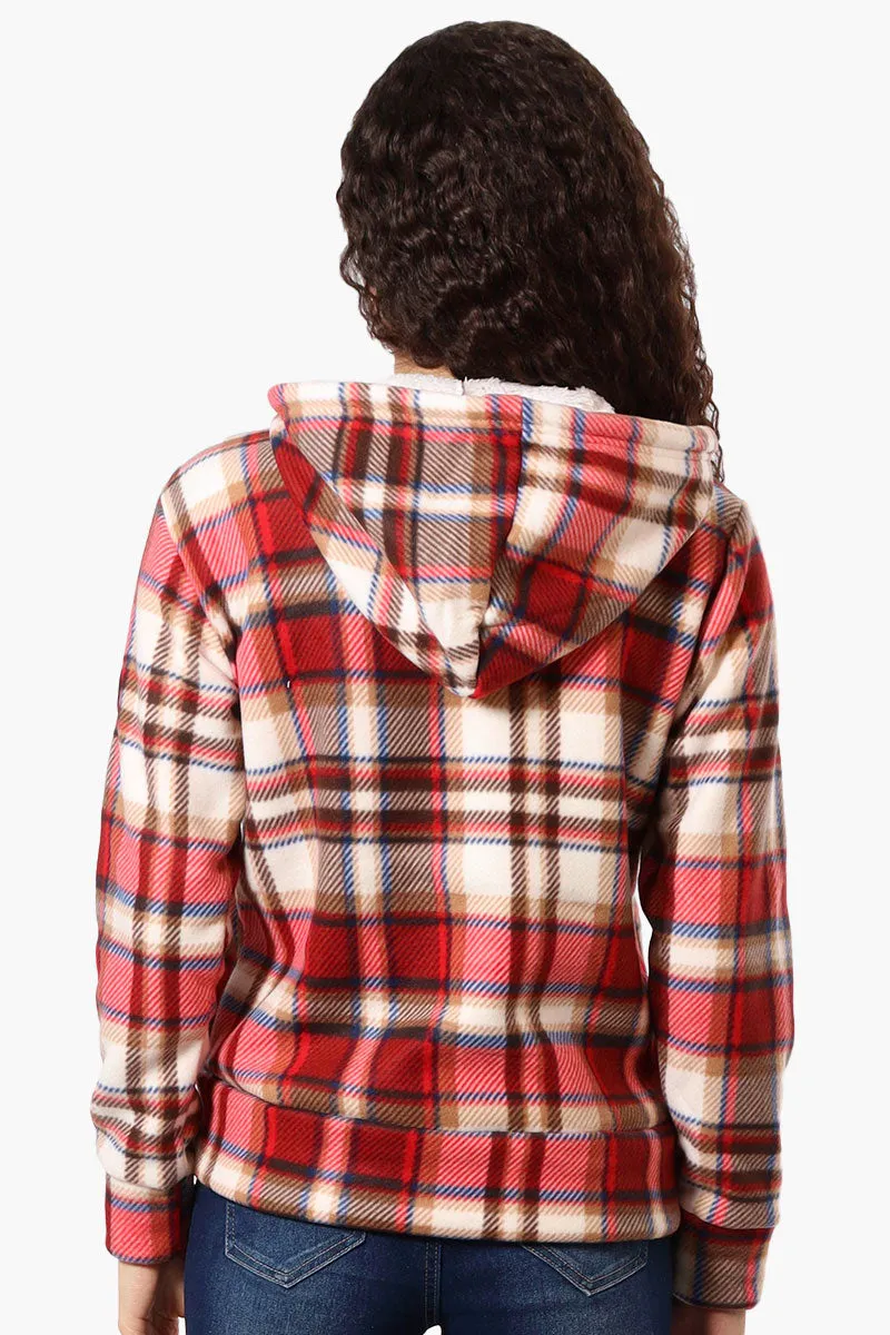 Canada Weather Gear Plaid Fleece Lined Hoodie - Red