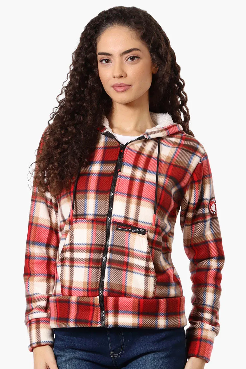 Canada Weather Gear Plaid Fleece Lined Hoodie - Red