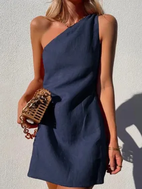 Chic One Shoulder Mini Dress - Casual & Trendy