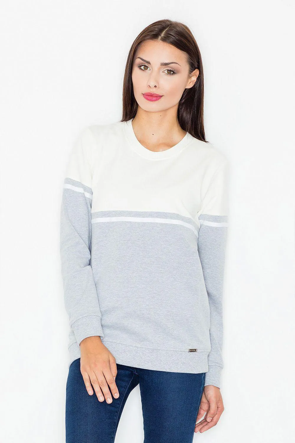 Chic Women's Cotton Blend Knit Sweater with Stylish Welt Detail