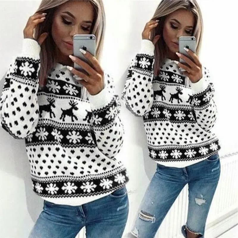 Christmas Cartoon Reindeer Pullover Sweater