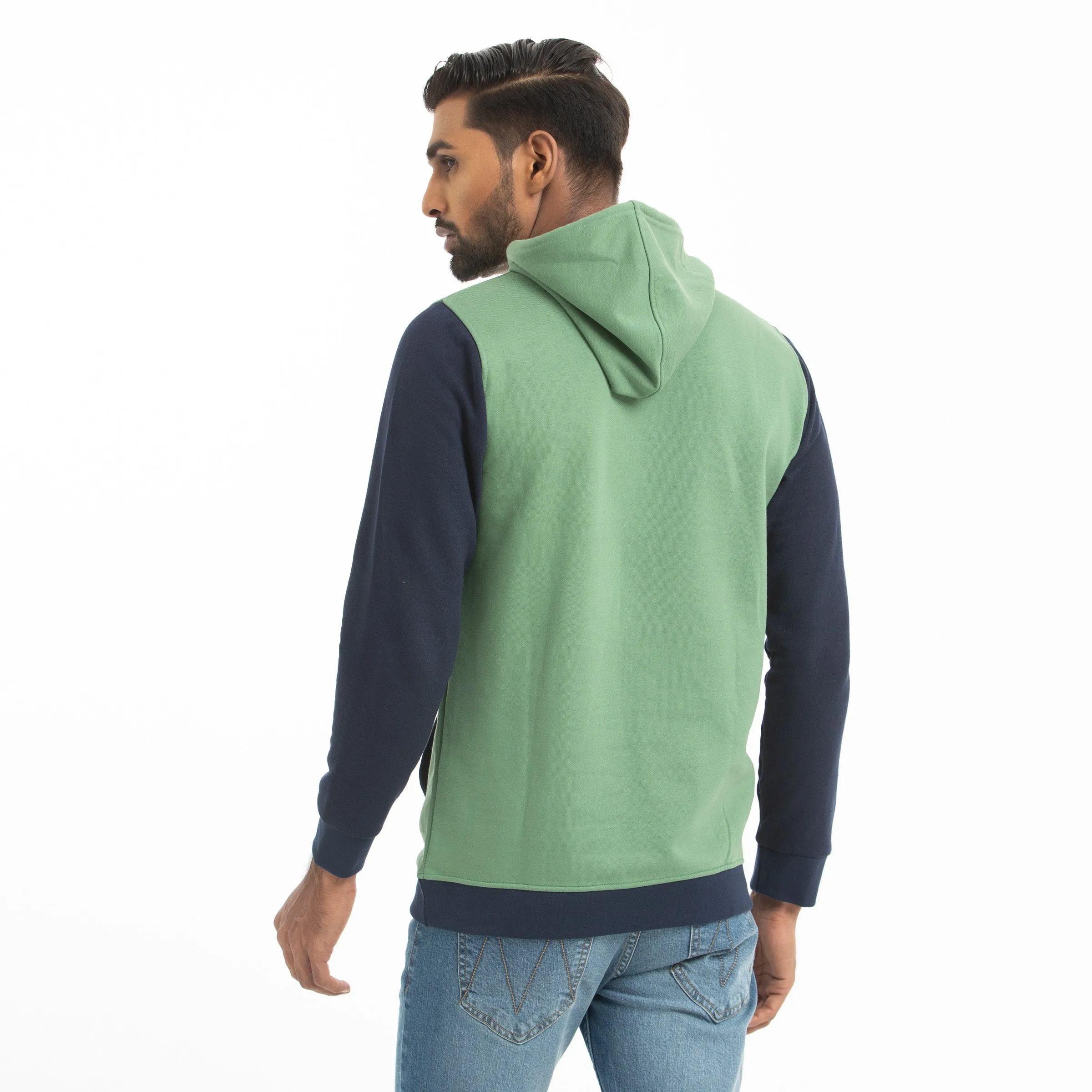 Contrast Long Sleeve Hoodie - Mint Green