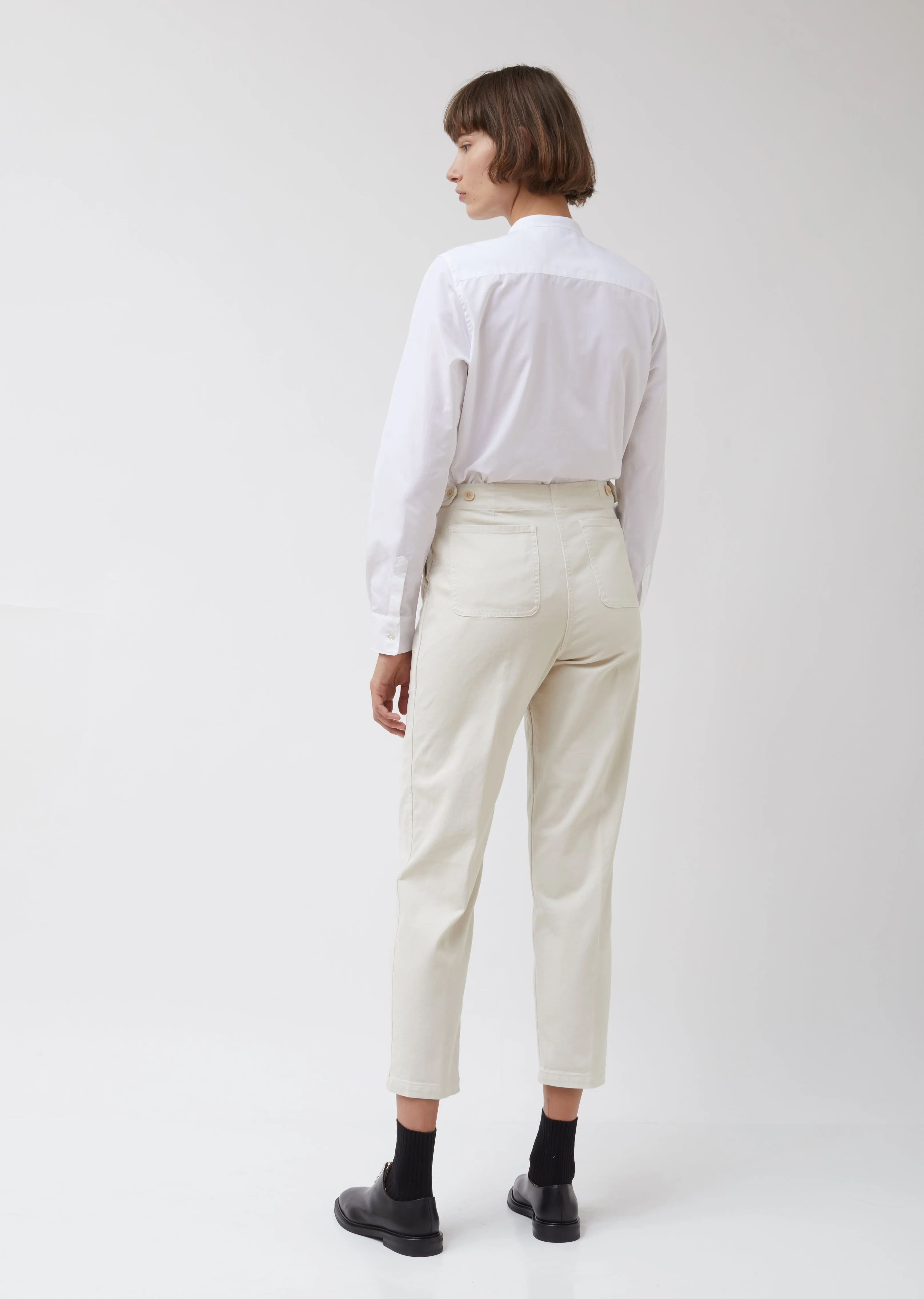 Cream Cotton Twill Trousers