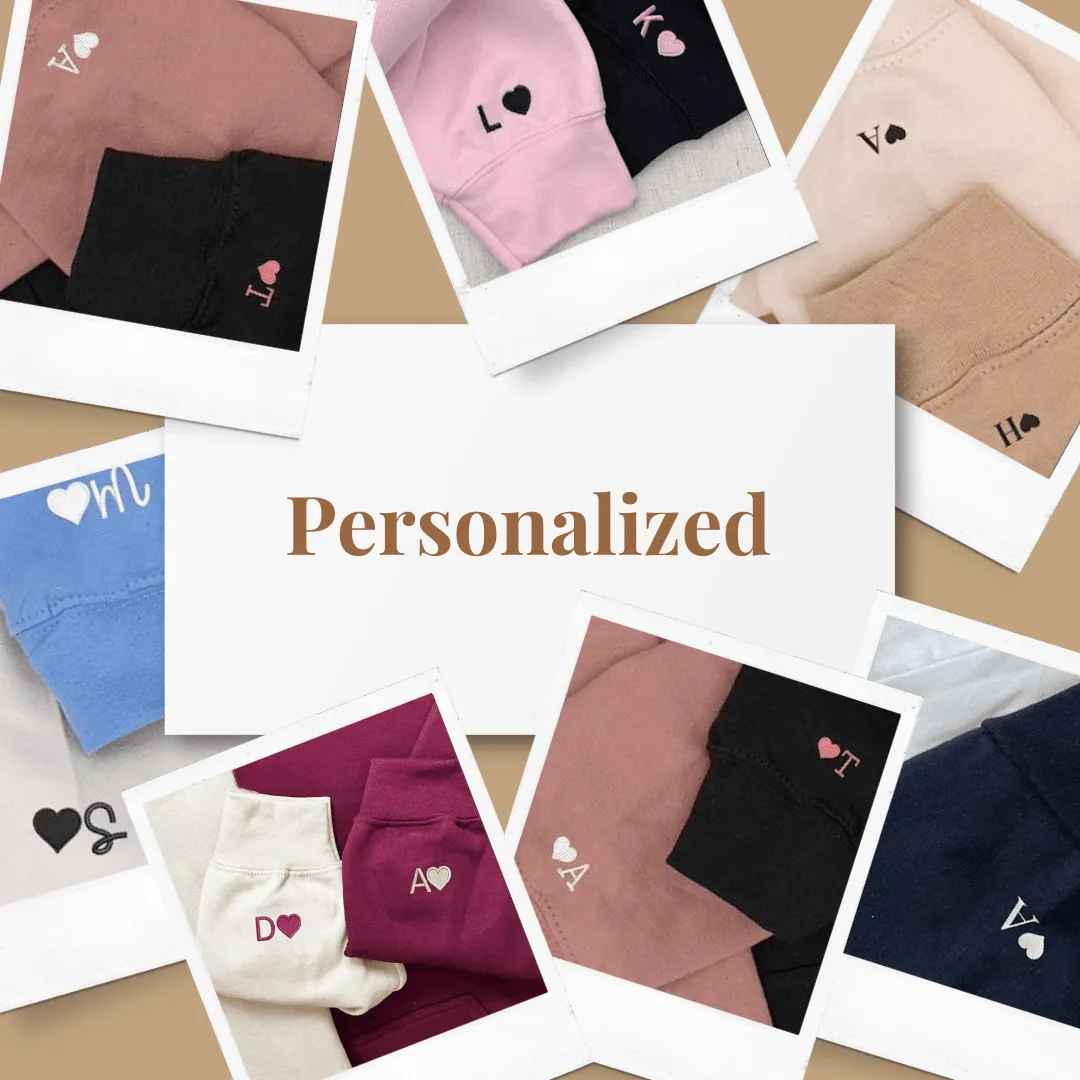 Custom Embroidered Cartoon Mouse Couple Matching Hoodies | Personalized Roman Numeral Date