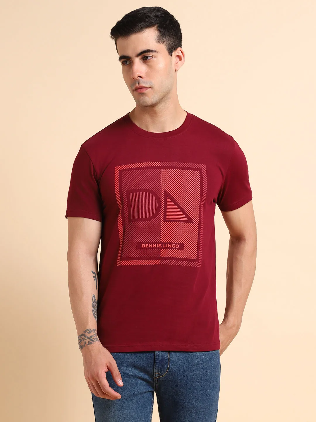 Dennis Lingo Graphic Printed Cotton Slim Fit T-shirt