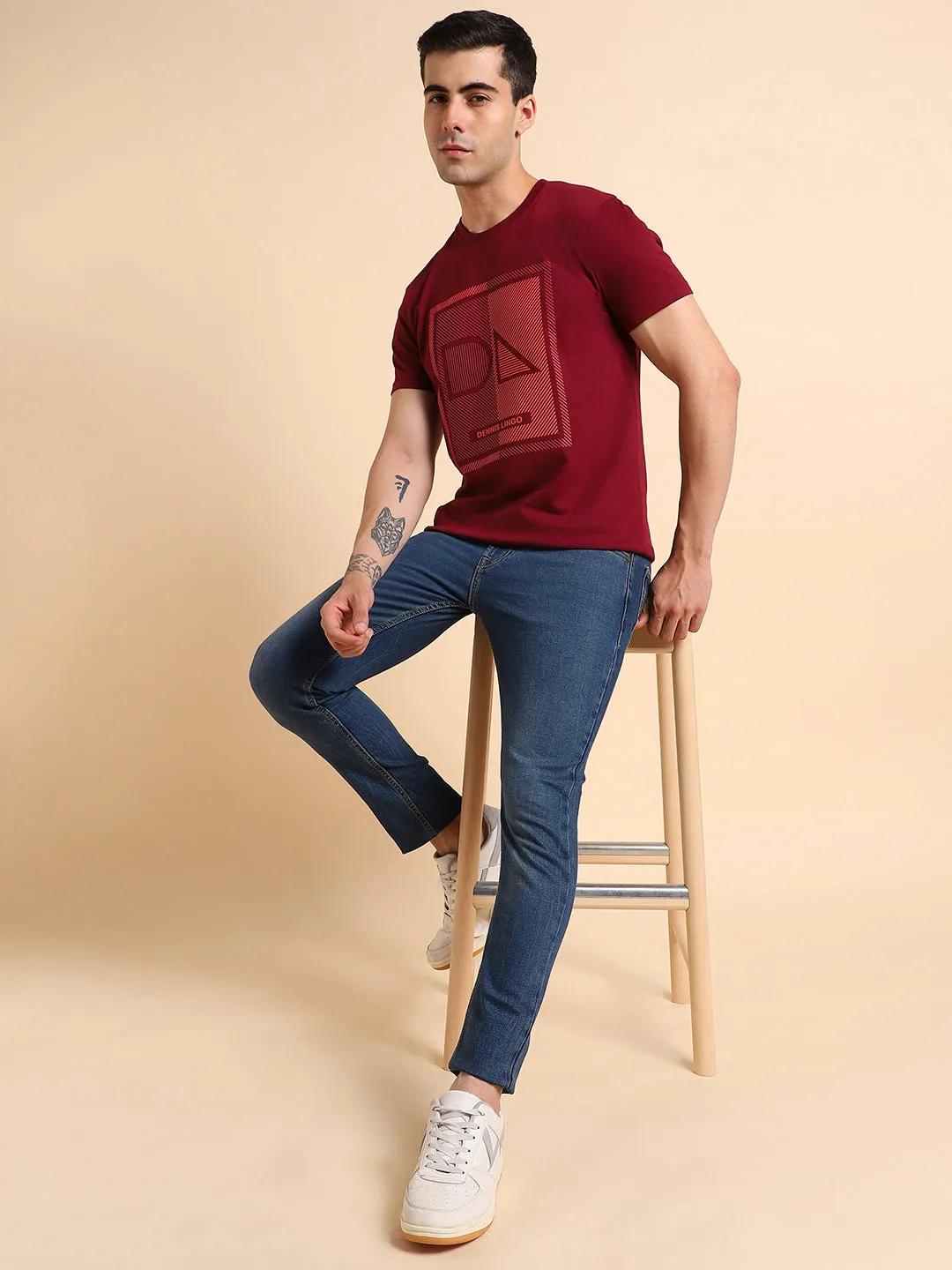 Dennis Lingo Graphic Printed Cotton Slim Fit T-shirt