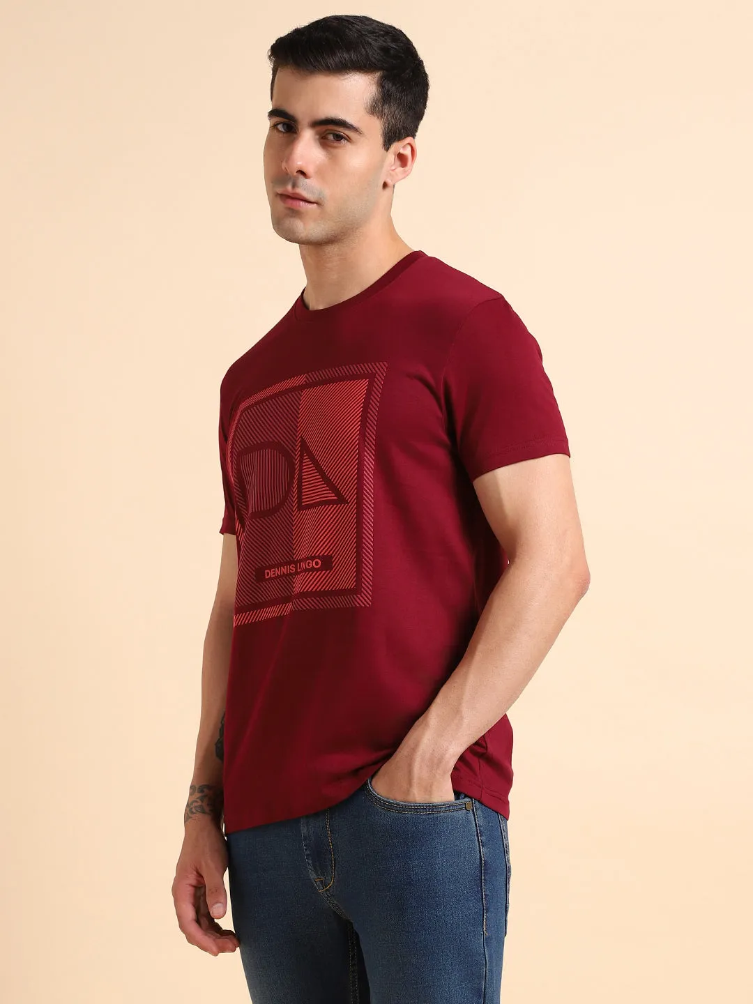 Dennis Lingo Graphic Printed Cotton Slim Fit T-shirt