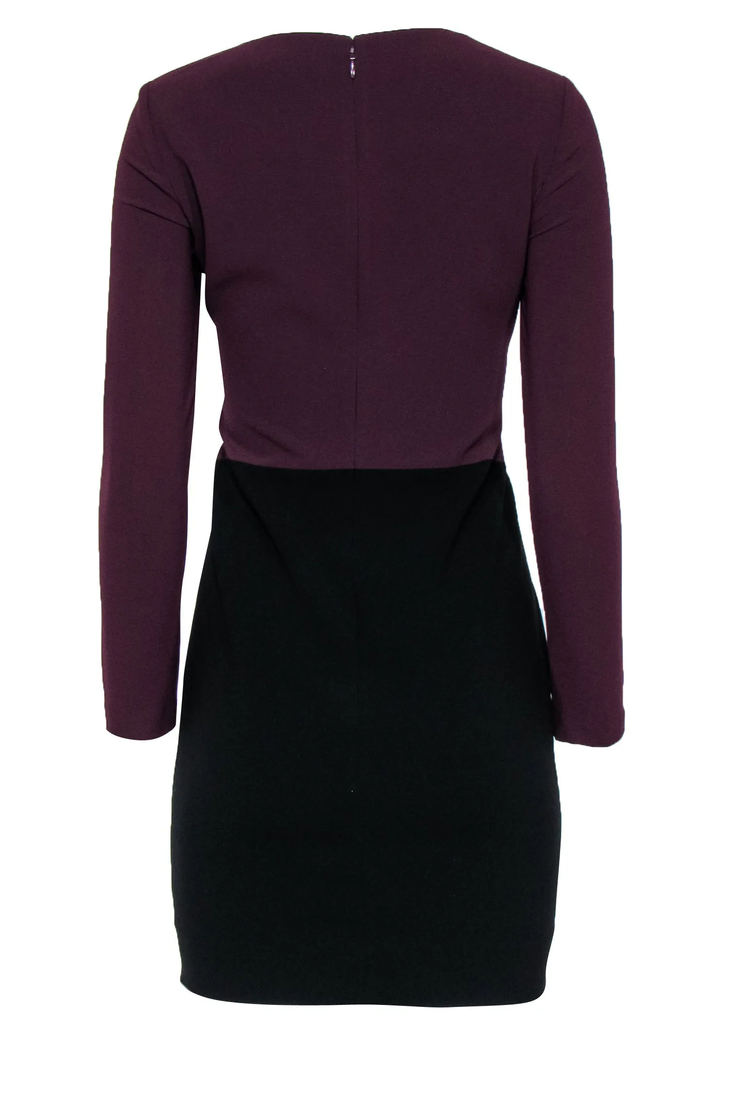 Diane von Furstenberg - Black & Plum Paneled Long Sleeve Sheath Sz 2