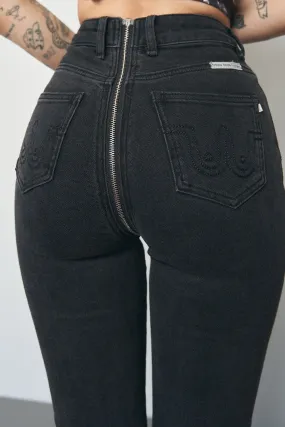 Easy Access Zipper Jeans Black