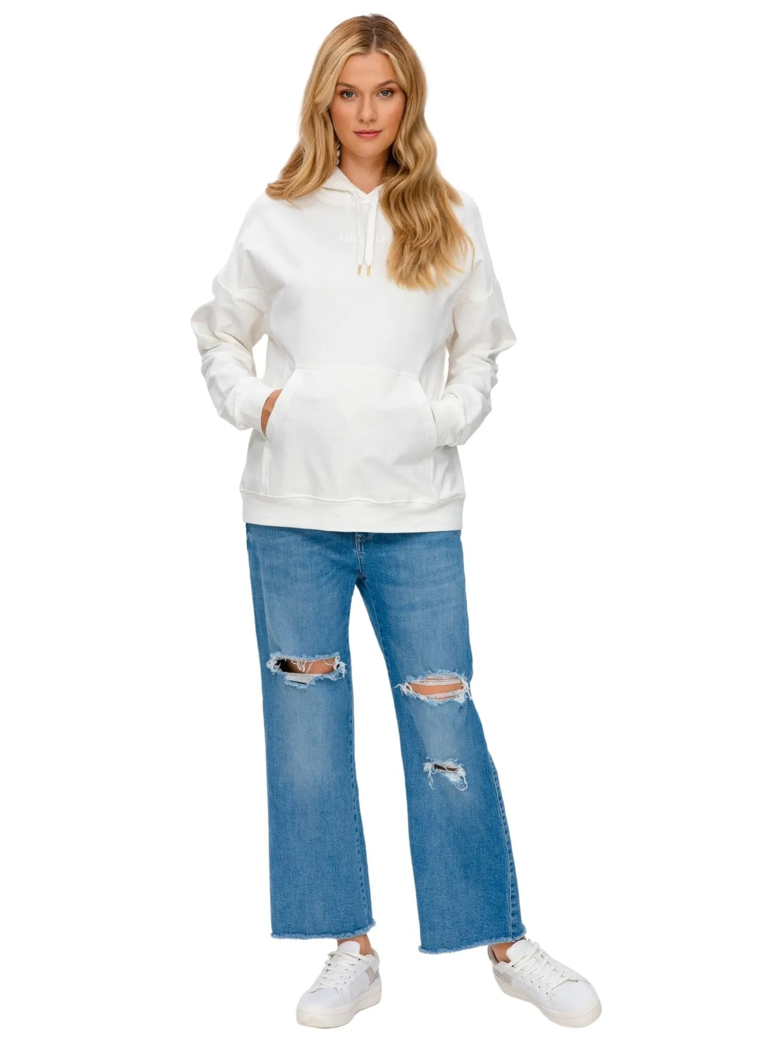 Easy Straight Wide Leg Maternity Jeans with Breaks