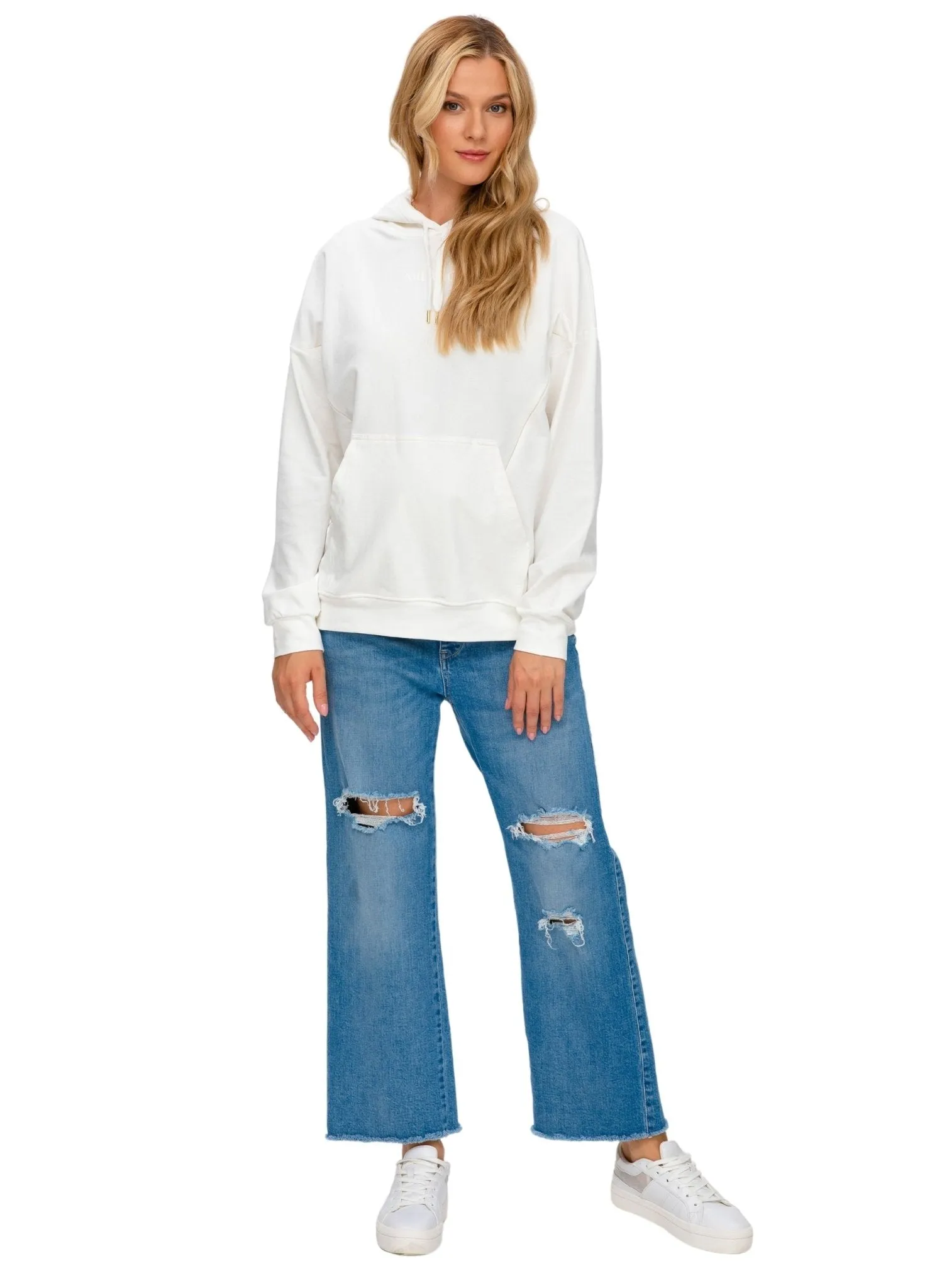 Easy Straight Wide Leg Maternity Jeans with Breaks