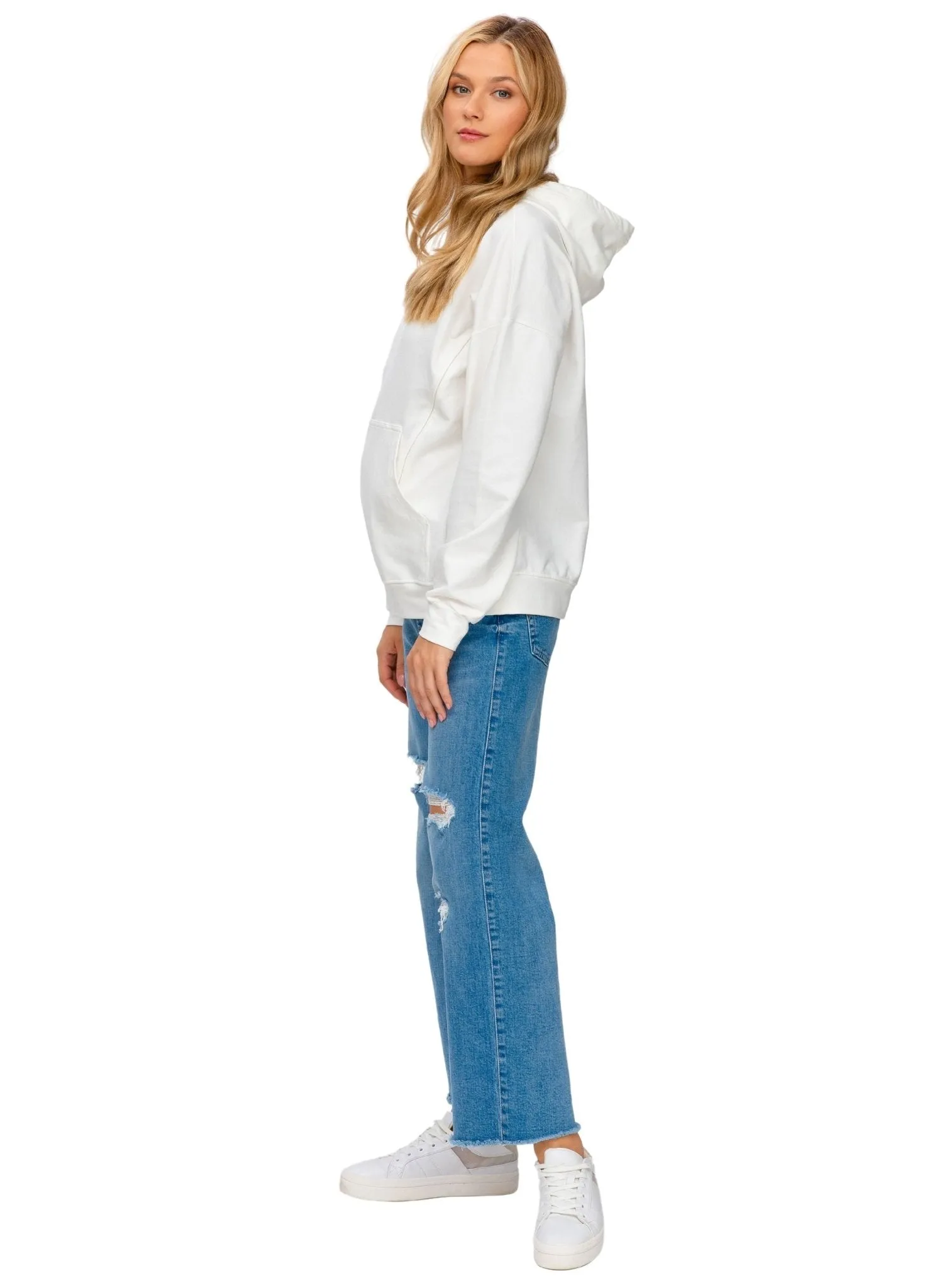 Easy Straight Wide Leg Maternity Jeans with Breaks