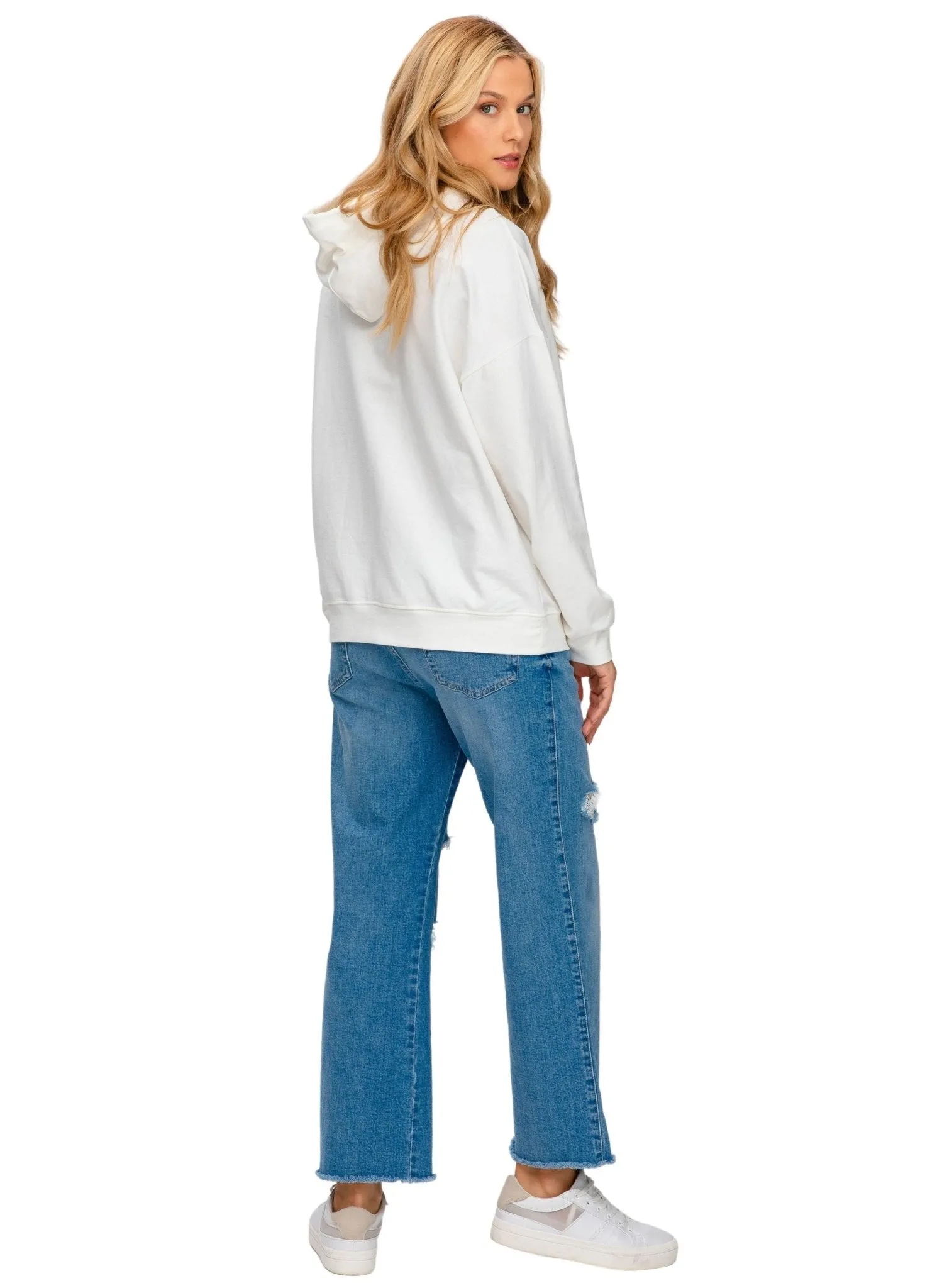 Easy Straight Wide Leg Maternity Jeans with Breaks