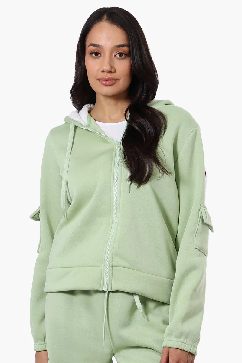 Fahrenheit Sherpa Lined Hood Zip Up Hoodie - Green