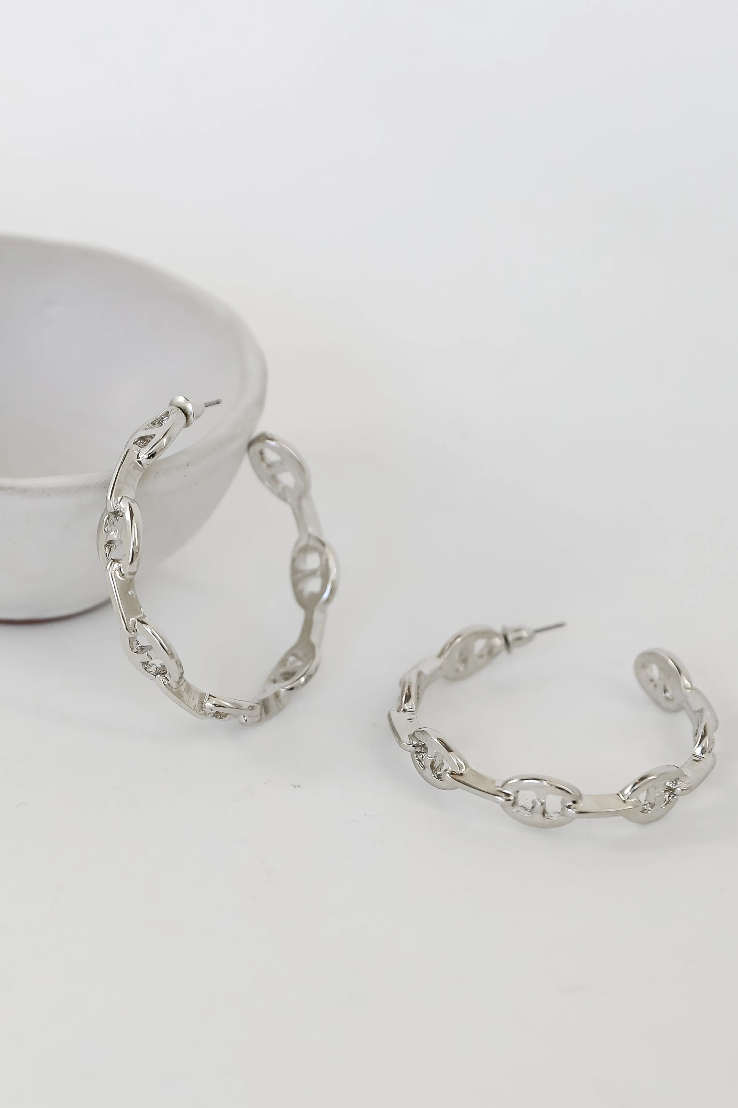 FINAL SALE - London Silver Chain Hoop Earrings