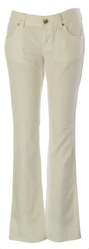 FORNARINA Women's White Daysy Easy Cotton Bootcut Pants $200 NEW