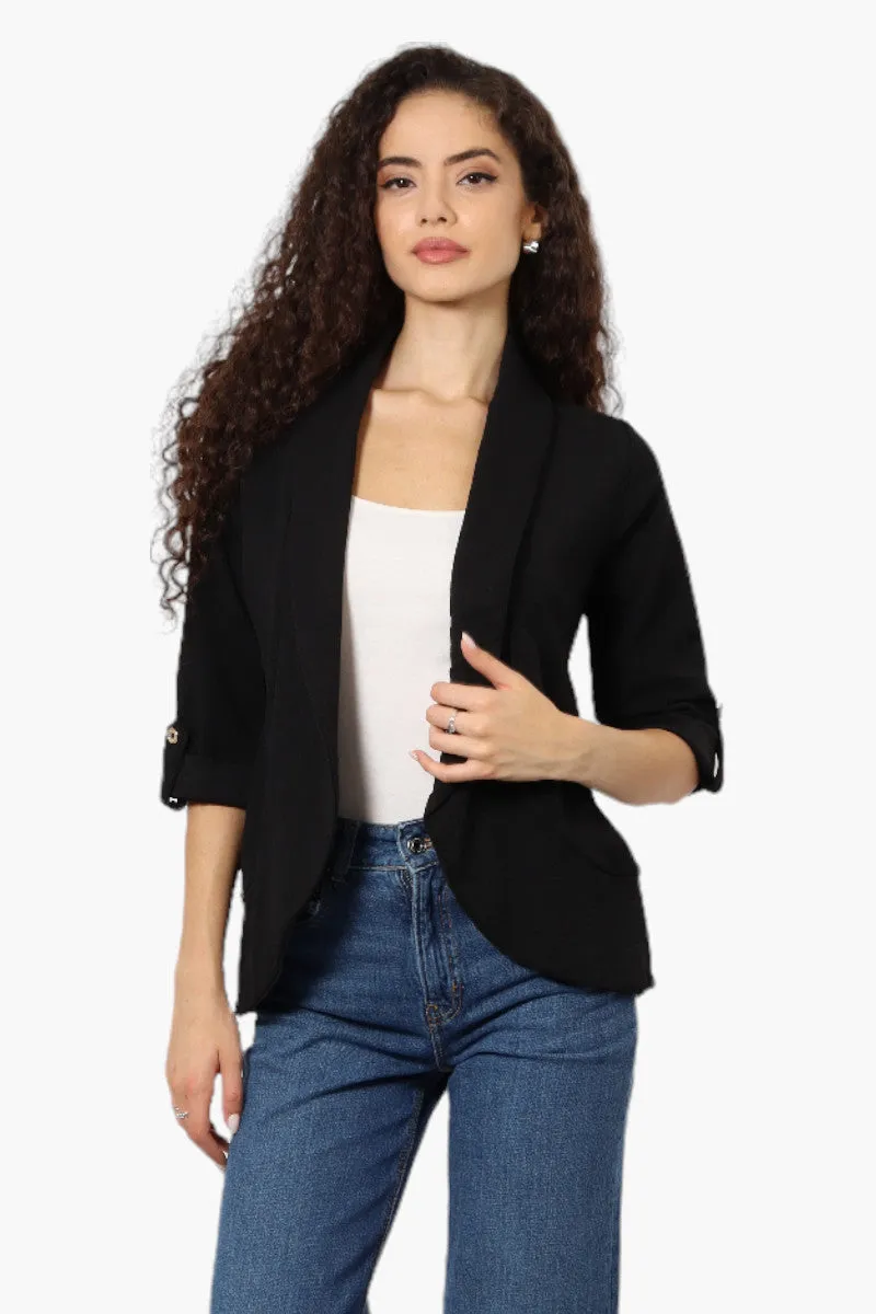 Impress Open Roll Up Sleeve Blazer - Black