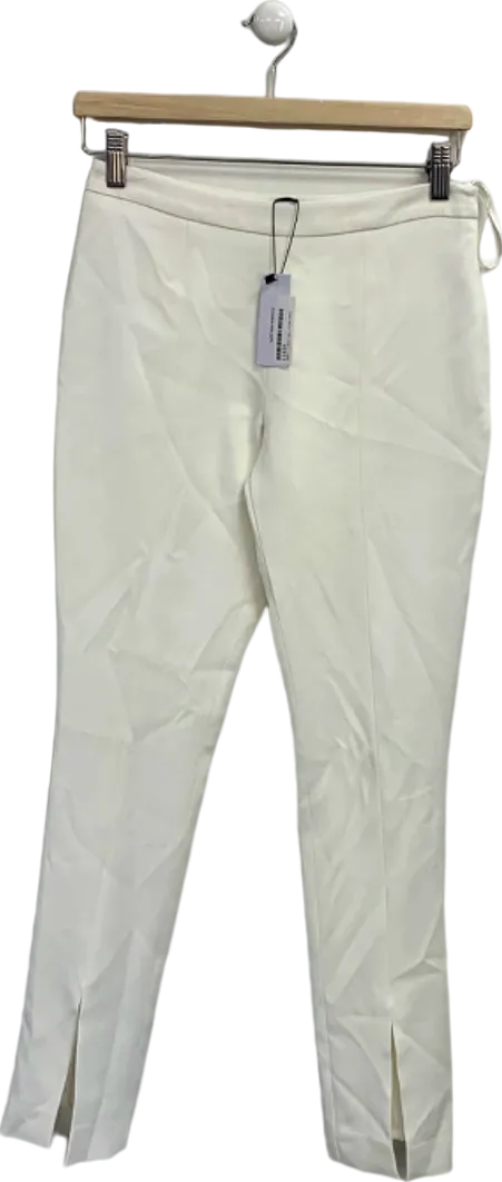 Karen Millen Ivory Compact Stretch Viscose Tailored High Waisted Split Front Trousers UK 6