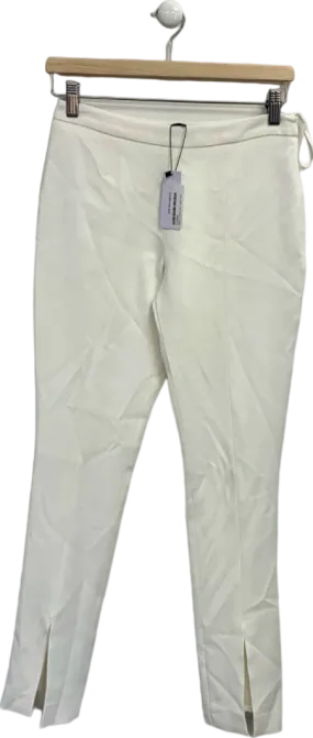 Karen Millen Ivory Compact Stretch Viscose Tailored High Waisted Split Front Trousers UK 6