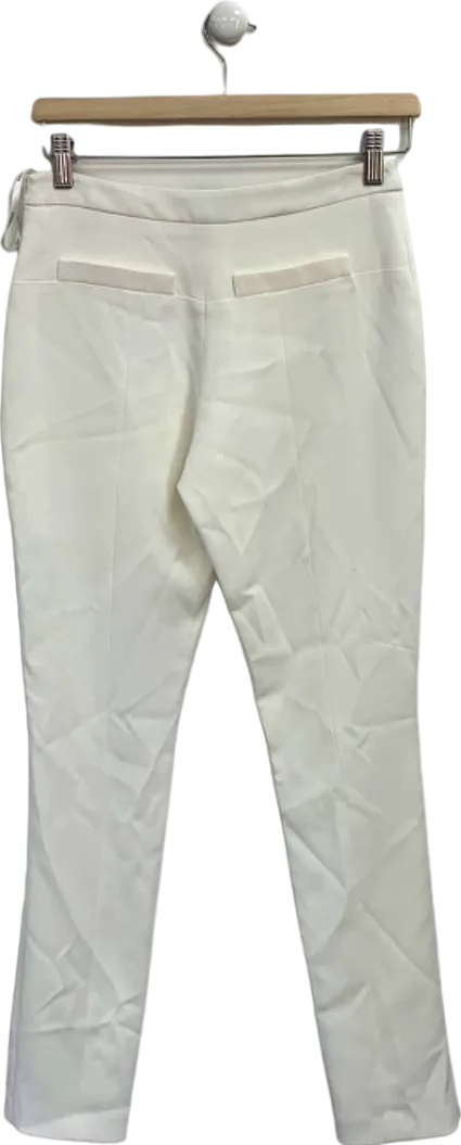 Karen Millen Ivory Compact Stretch Viscose Tailored High Waisted Split Front Trousers UK 6