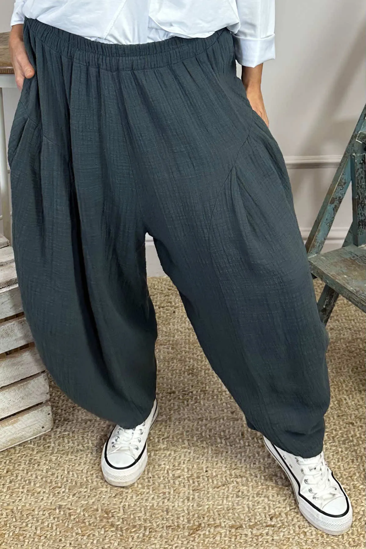 Kristin Cotton Trousers Charcoal