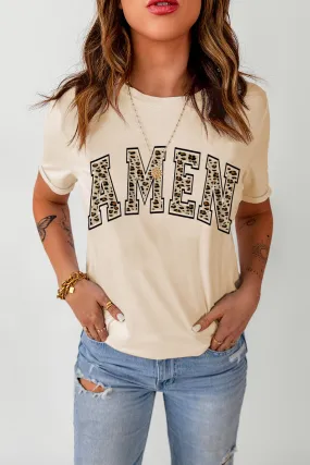 Leopard AMEN Graphic T Shirt