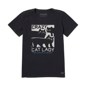 Life Is Good Women's Crazy Cat Lady Short Sleeve Tee - Jet Black