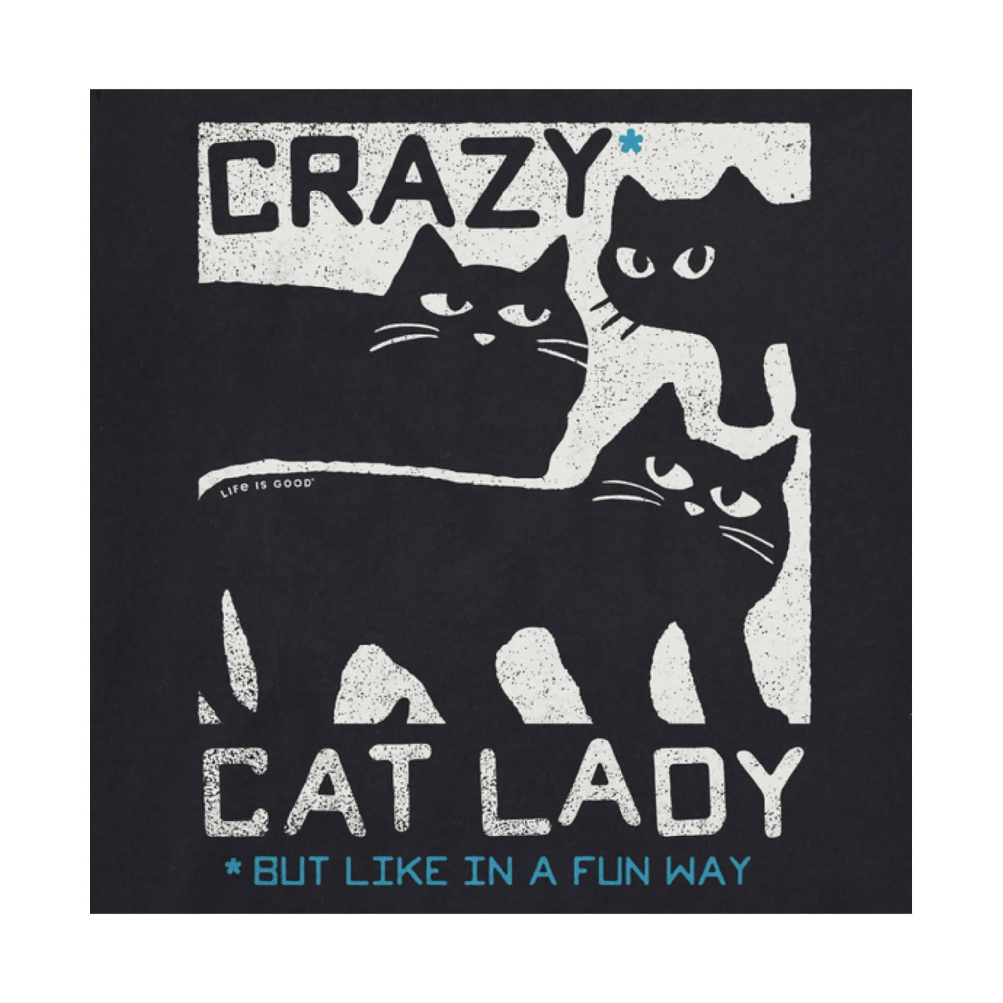 Life Is Good Women's Crazy Cat Lady Short Sleeve Tee - Jet Black