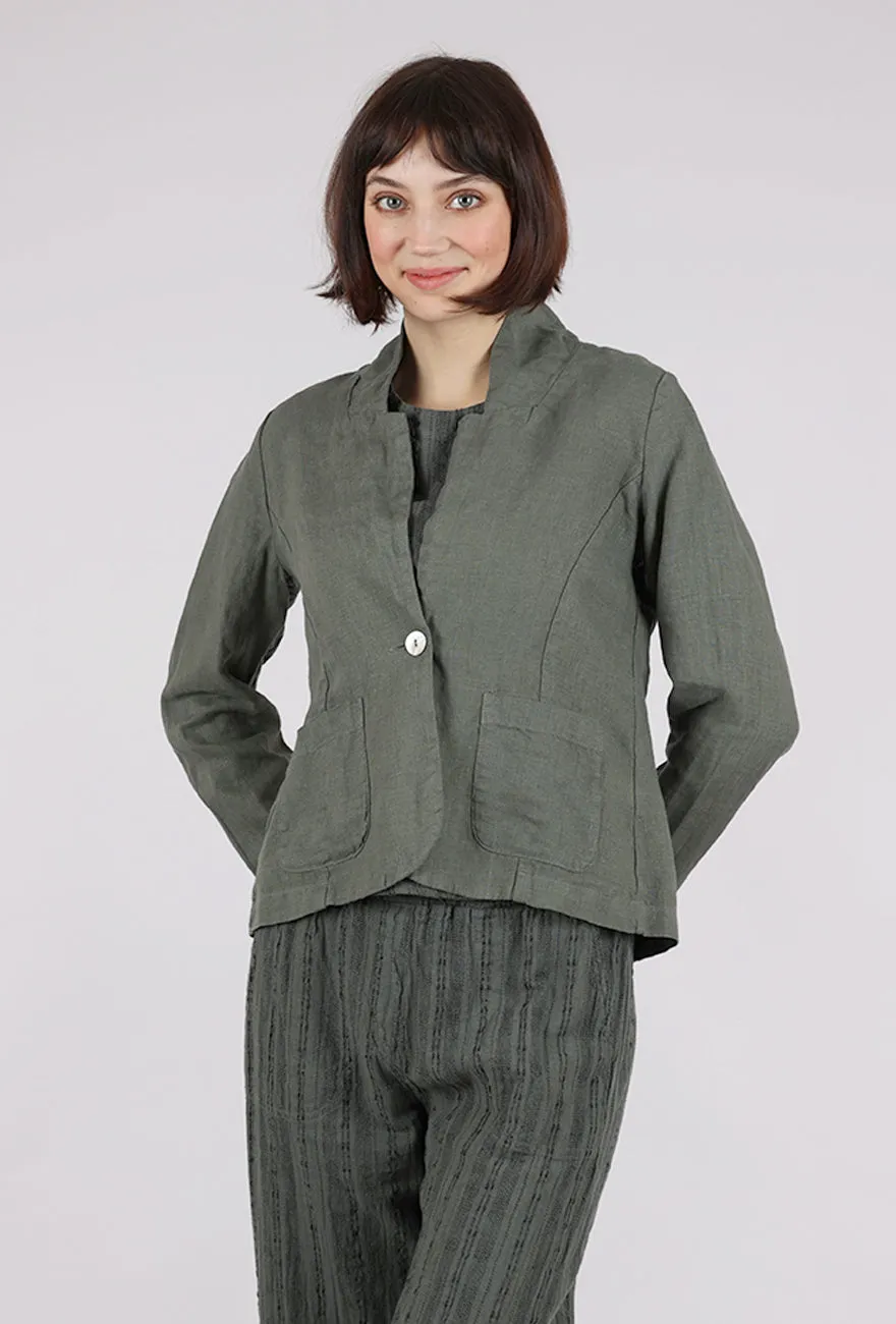 Linen One Button Blazer, Clay