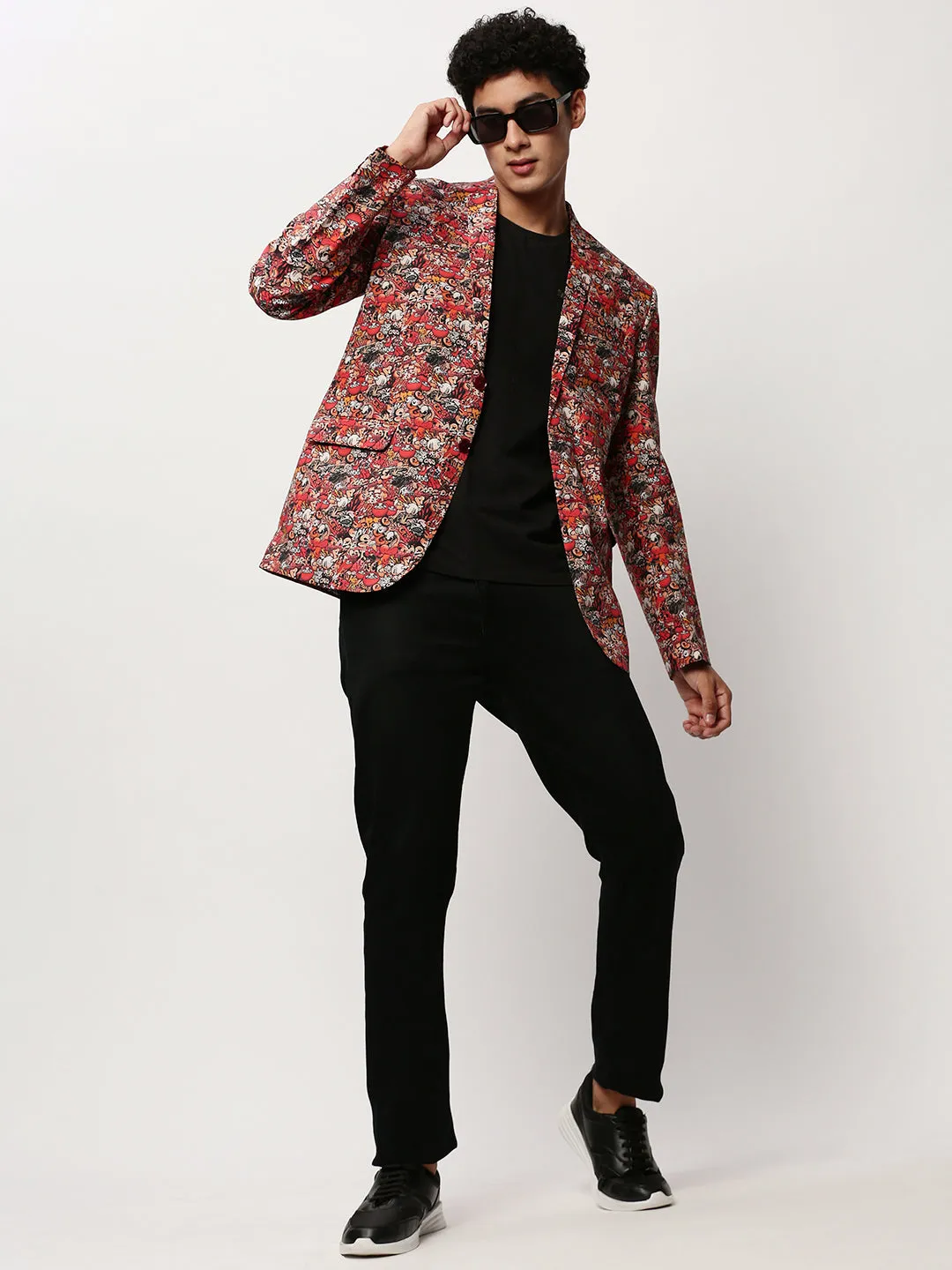 Men Rust Printed Casual Blazers