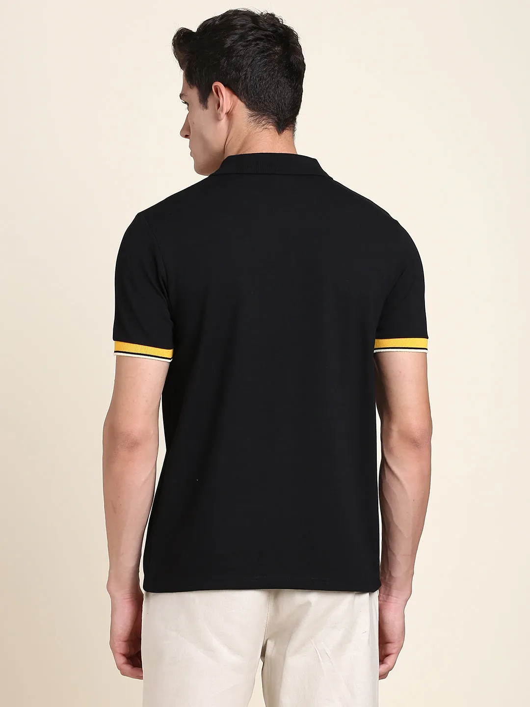 Men's Black Solid Polo T-Shirt