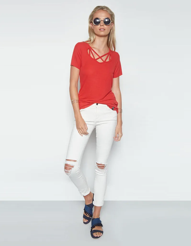 Michael Lauren King Tee in Coral Red