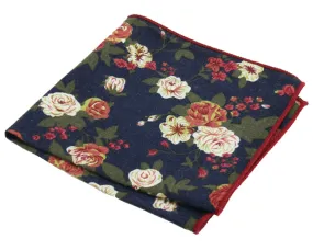 Midnight Blue Rose Garden Floral Pocket Square - [2017 Spring]