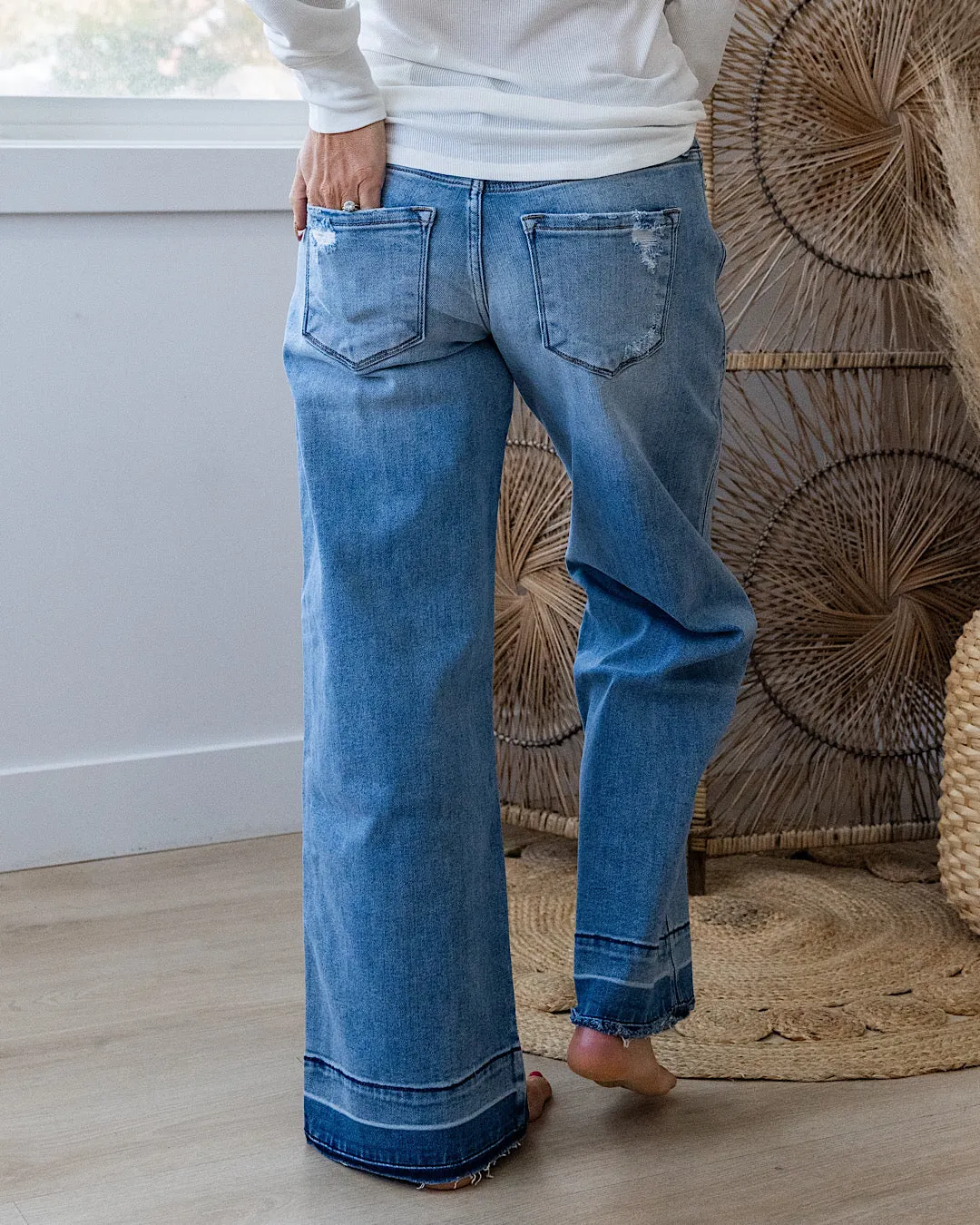 NEW! KanCan Greta Released Hem Wide Leg Jeans