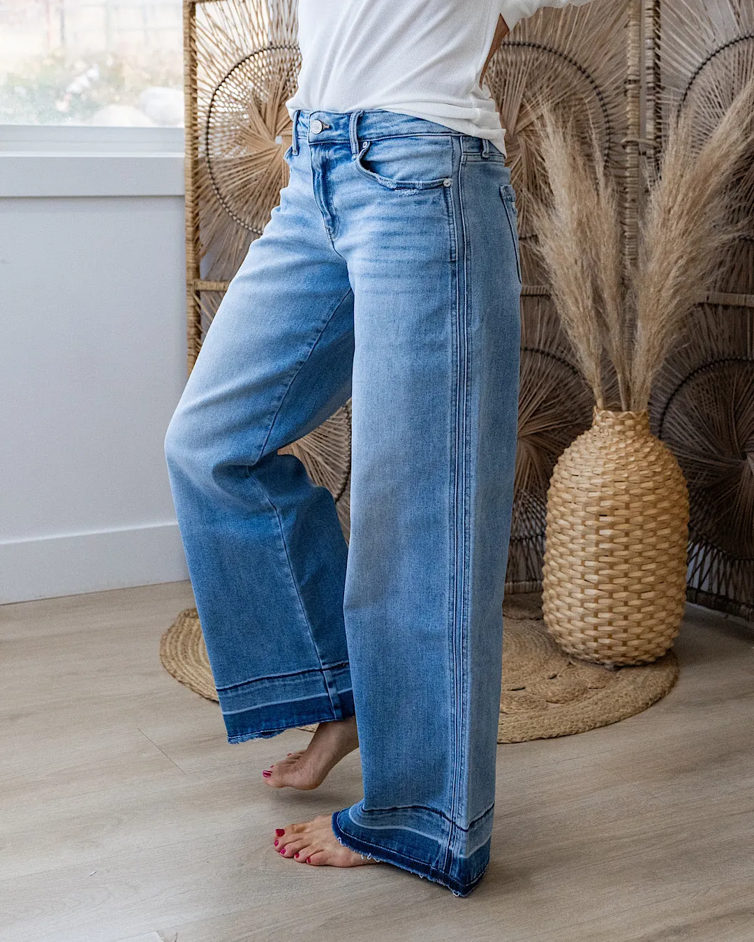 NEW! KanCan Greta Released Hem Wide Leg Jeans