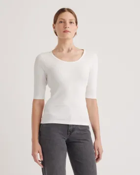 Organic Cotton Micro-Rib Elbow Sleeve Tee