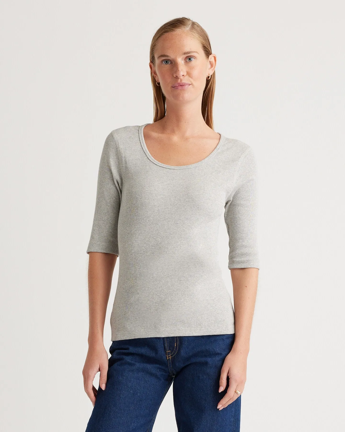 Organic Cotton Micro-Rib Elbow Sleeve Tee