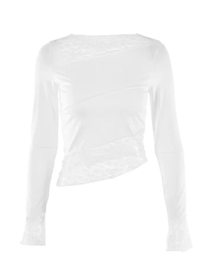 Paneled Long Sleeve Mesh Tee