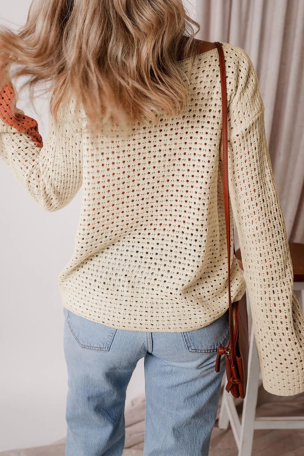 Pointelle Knit Baggy Sweater