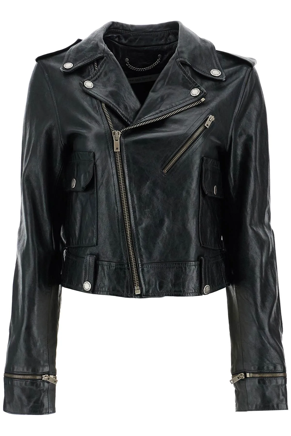 Polished Leather Biker Jacket