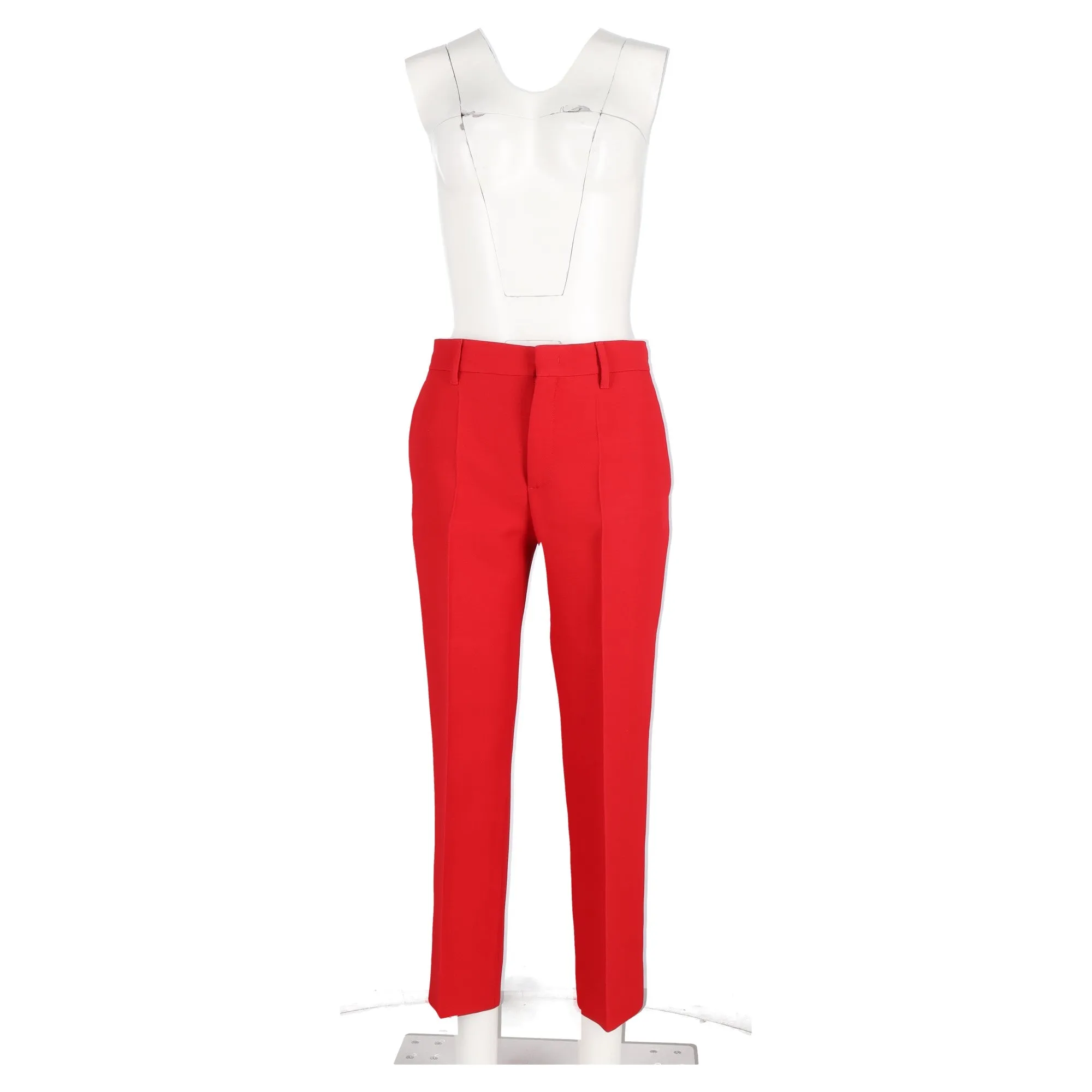 Prada Straight Trousers in Red Wool