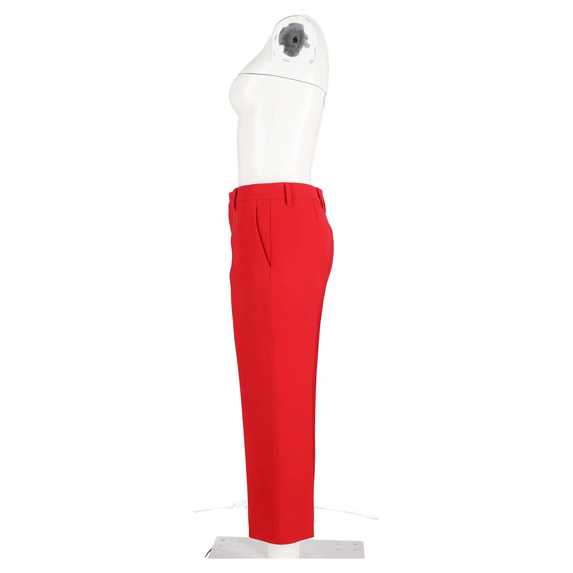 Prada Straight Trousers in Red Wool