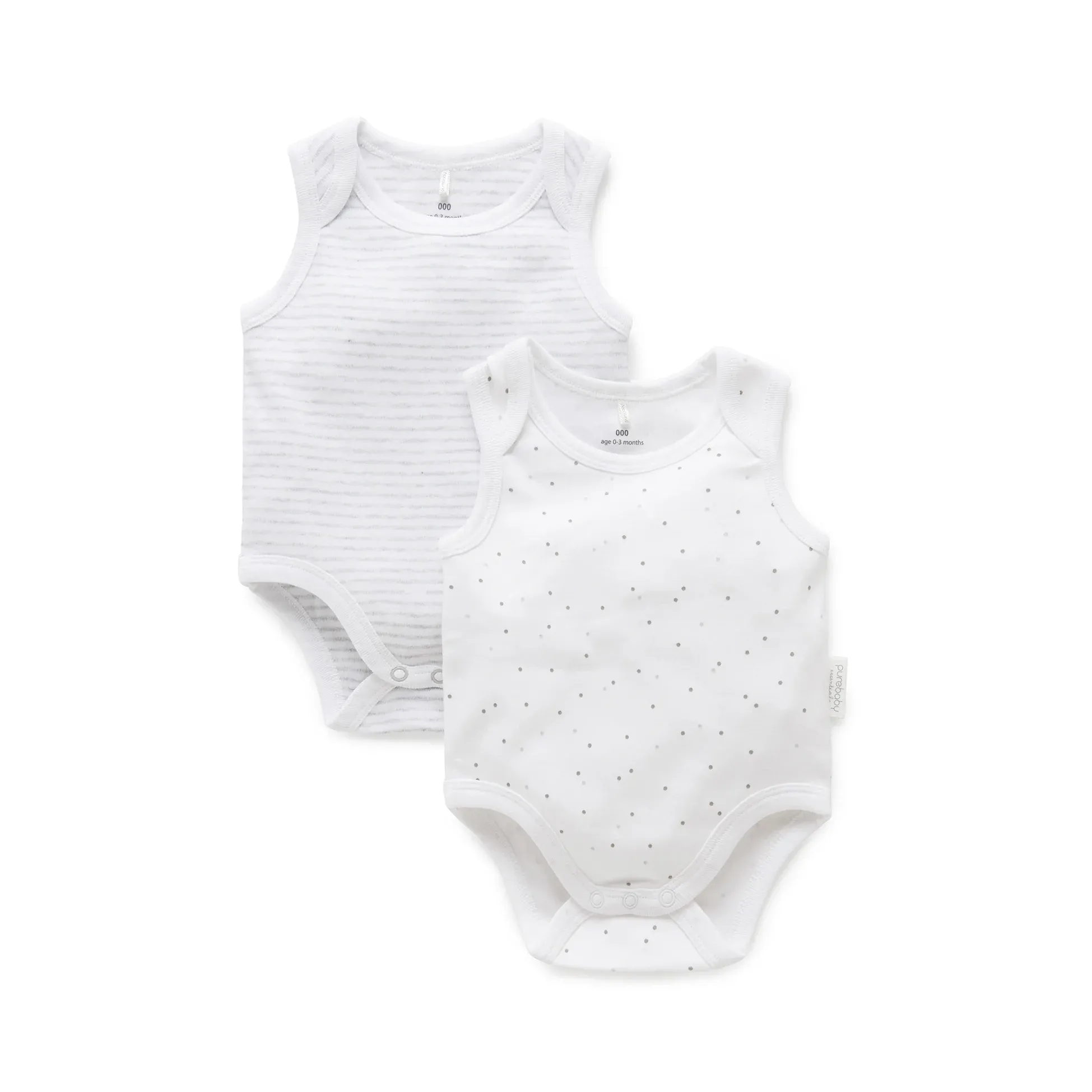 Pure Baby - 2 Pack Singlet Bodysuit -